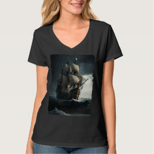 T-shirt Pirate Ship Adventure Unique Rough Sea