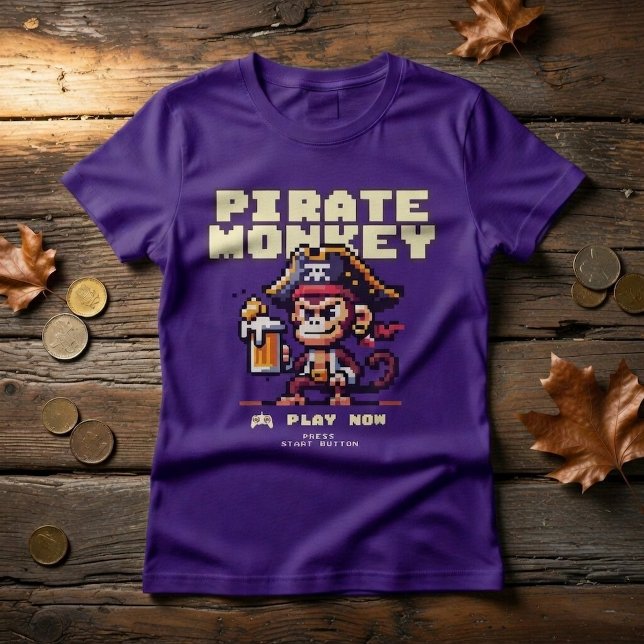 T-Shirt Pirate Singe de Jeu Vidéo (Créateur téléchargé)