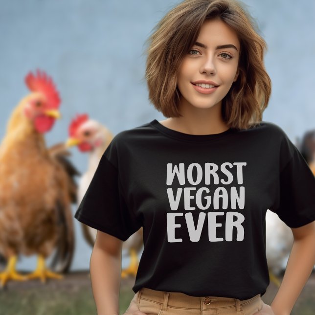 T-shirt Pire Vegan jamais, activisme noir et blanc (Créateur téléchargé)