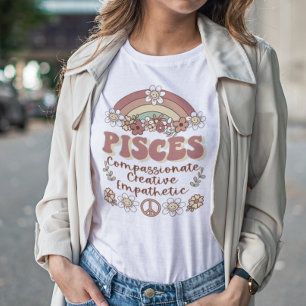 T-shirt Pisces Super Retro Floral Arc-en-ciel