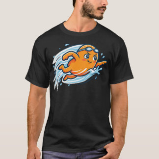 T-shirt Piscine Vibrations Orange Été Éclaboussant