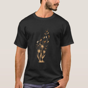 T-shirt Pissenlits et chats graphique floral fantaisiste d