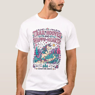 T-shirt Piste de Licorne Sabots et Cœurs Joyeux Applicatio