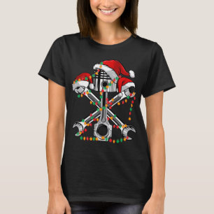 T-shirt Piston Wrench Santa Hat Feux de Noël Véhicule