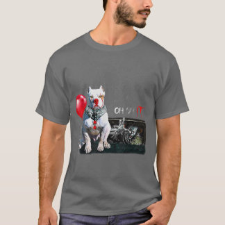 T-shirt Pit Bull Dog Clown Oh It Rain Balloon Funny Hallow
