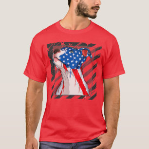 T-shirt Pit bull dog head with USA pattern for 4th of Jul