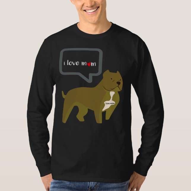 T-shirt Pit Bull I Love Maman Tattoo Mère Fête S (Devant)
