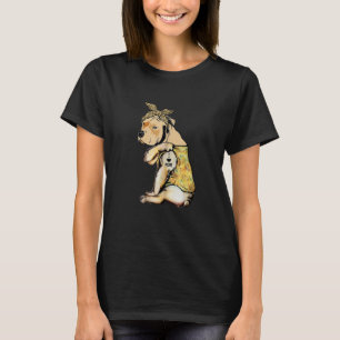 T-shirt Pit Bull I Love Maman Tattoo Sunflower Chien Maman