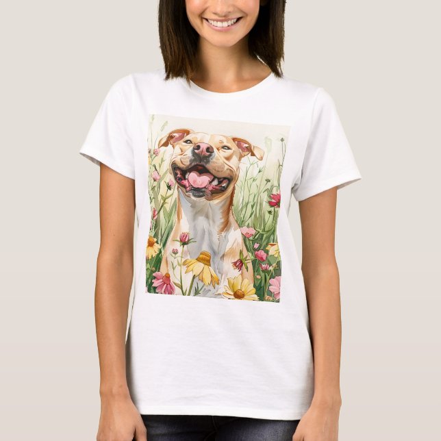T-shirt Pit Bull Mom Tee – Watercolor (Devant)