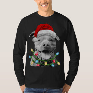 T-shirt Pit Bull Père Noël Christmas Tree Lights Xmas Boys