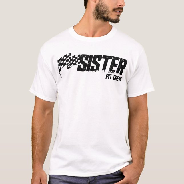 T-shirt Pit Crew Soeur Course Anniversaire Famille Racing  (Devant)