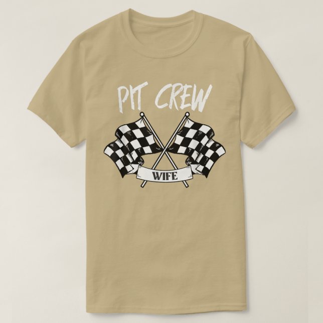 T-shirt Pit Crew Wife Checkered Flag Racing Family  (Design devant)