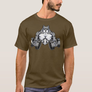 T-shirt Pitbull à Bodybuilding avec Dumbbells