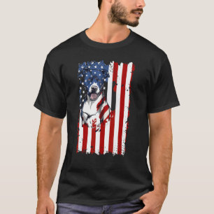 T-shirt Pitbull américain branché et cool Drapeau américai