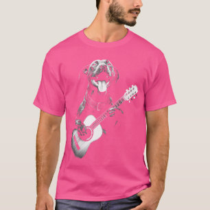 T-shirt Pitbull Américain Jouant de la Guitare - Chien de