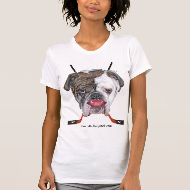 T-shirt PITBULL AVEC la chemise d'HOCKEY de ROUGE À LÈVRES (Devant)