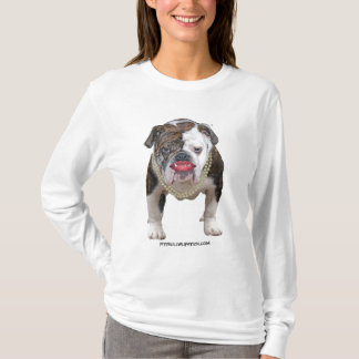 T-shirt Pitbull avec le rouge à lèvres et les perles