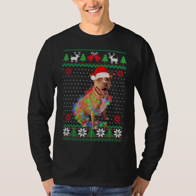 T-shirt Pitbull Chien louche Noël Chien chiot (Devant)