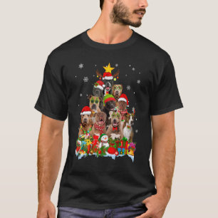 T-shirt Pitbull Chien Noël Arbre Lumières Noël Chapeau de 