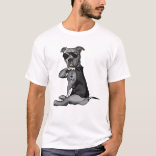 T-shirt Pitbull Chien Tattoo I Love Papa - Fête des père