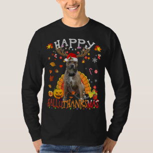 T-shirt Pitbull Dog Happy Hallothanksmas Halloween Thanksg