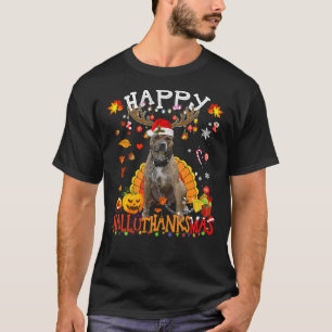 T-shirt Pitbull Dog Happy Hallothanksmas Halloween Thanksg
