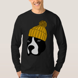 T-shirt Pitbull Dog Portant Une Beanie