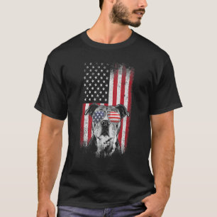 T-shirt Pitbull Drapeau Américain 4 Juillet Pitbull Papa M