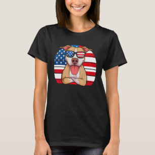 T-shirt Pitbull Drapeau Américain 4 Juillet Pitbull Papa M