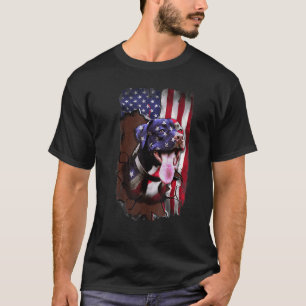 T-shirt Pitbull Drapeau Américain Chien 4 Juillet