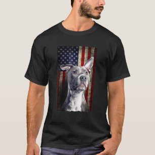 T-shirt Pitbull Drapeau Américain Usa Chien Patriotique