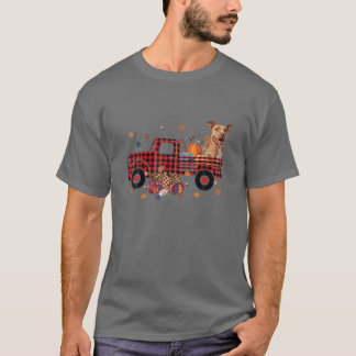 T-shirt Pitbull équitation Camion Citrouille Automne Feuil