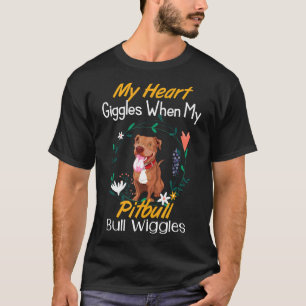 T-shirt Pitbull fait rire mon cœur Nouveauté pour les amou