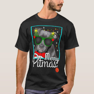 T-shirt Pitbull Funny Pit Bull Dog Noël Joyeux Pitmas