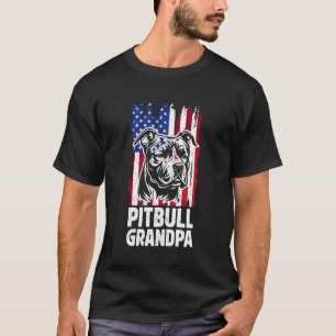 T-shirt Pitbull Grand-père Drapeau américain Pittie Grand-