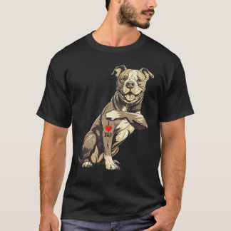 T-shirt Pitbull I Love Dad Pit Bullerrier Pettie Dog Owner
