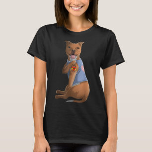 T-shirt Pitbull I Love Mom Tattoo Dog Funny Mother's Day G