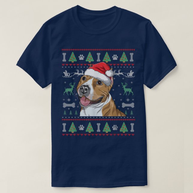 T-shirt Pitbull laide de Noël pull Pit Bull Dog Lover  (Design devant)