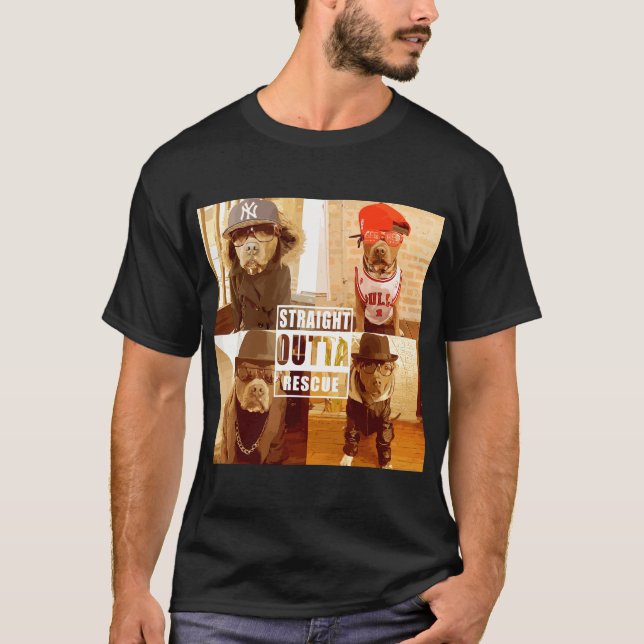 T-shirt Pitbull Love Straight Outta Secourir Funny Pit Bul (Devant)