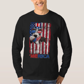 T-shirt Pitbull Merica Vintage Us Lunettes de soleil Drape