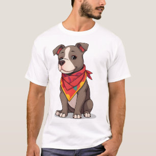 T-shirt Pitbull Mignon avec Bandana  Gif Amoureux de Chien