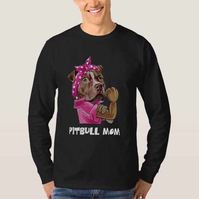T-shirt Pitbull Mom Ladies Dogs Tee (Devant)