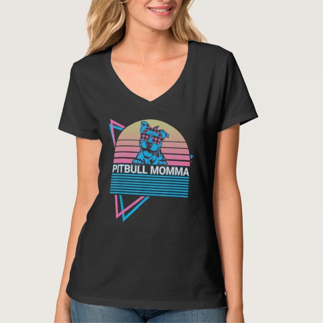 T-shirt Pitbull Momma Pit Bull Retro (Devant)