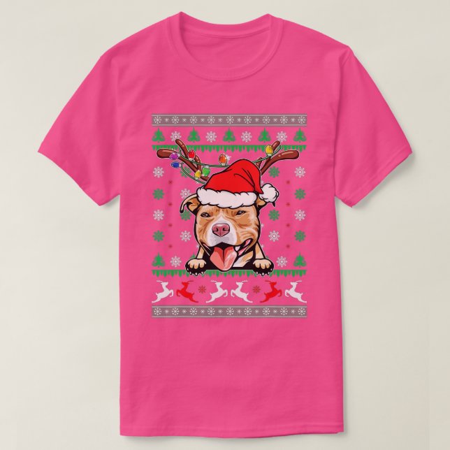 T-shirt Pitbull Noël laid Sweater Funny Pit Bull Love (Design devant)