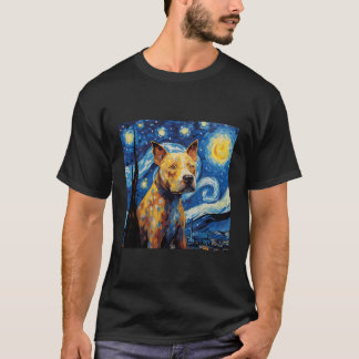 T-shirt Pitbull Nuit Étoilée Pour Maman Chien Papa Chien