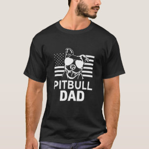 T-shirt Pitbull Papa Amérique Drapeau Amour Père Pitbull