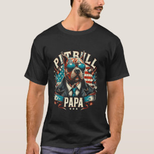 T-shirt Pitbull Papa avec drapeau américain patriotique po