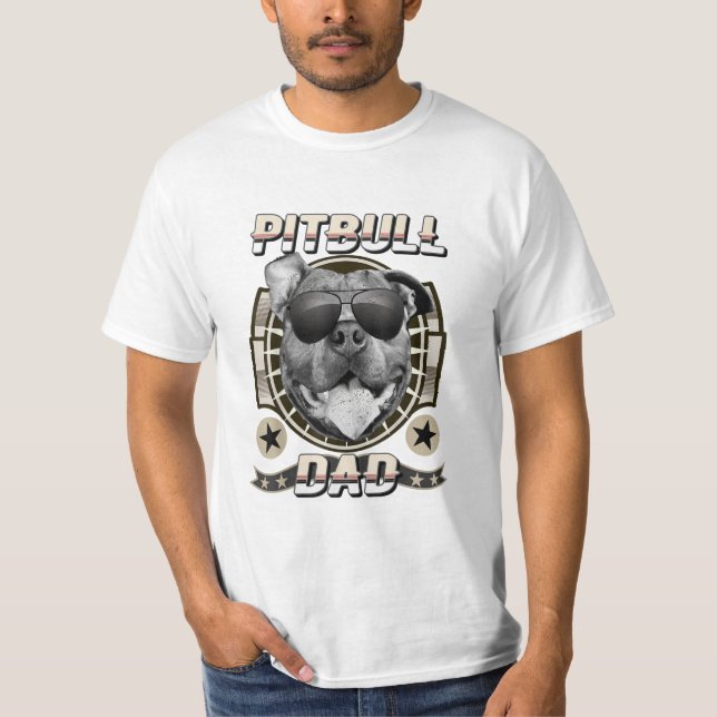 T-shirt pitbull papa fière pit bull chien père rétro cool  (Devant)