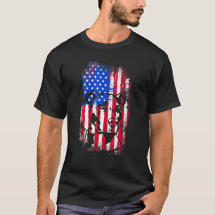 T-shirt Pitbull Patriotique Drapeau Américain Rétro Papa C