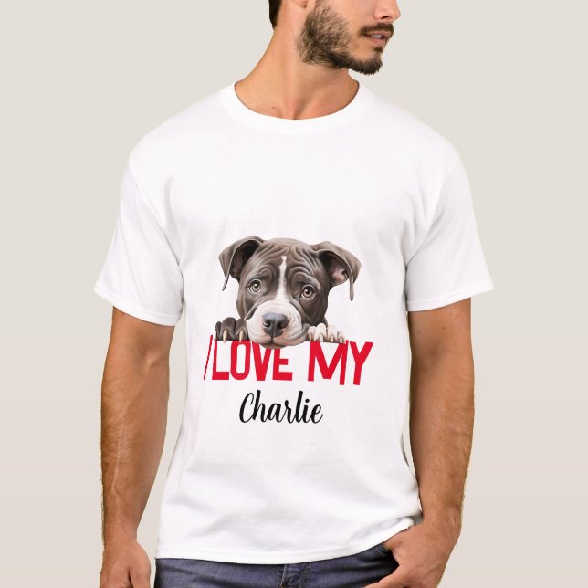 T-shirt Pitbull personnalisé Saint-Valentin (Devant)